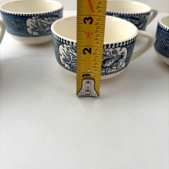 Currier Ives Teacups Vintage 1950s Old Grist Mill Horse Buggy Coffee Set of 6 - Picture 5 of 6